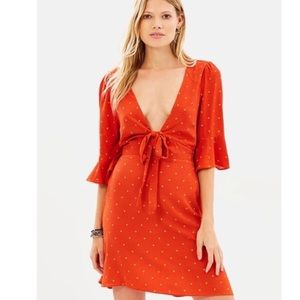 Free People “all yours” polka dot tie front dress